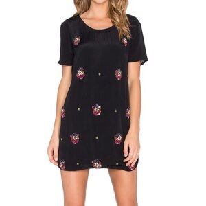 Lovers + Friends Emily Dress Black M Medium Beaded Mini Rhinestone Embellished A